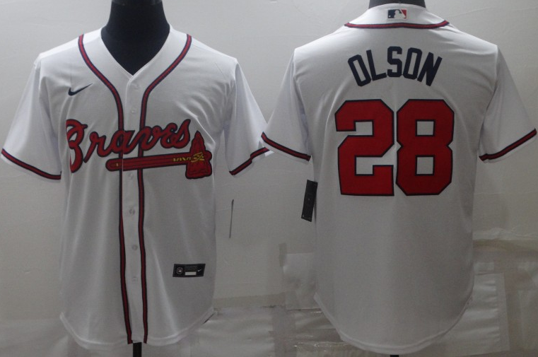 Men's Atlanta Braves Matt Olson #28 White Jersey